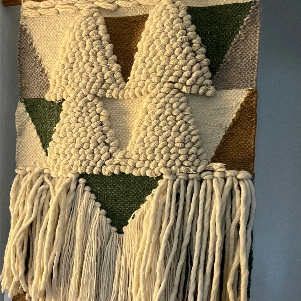 Geometric Wall Hanging - White, Green, Brown